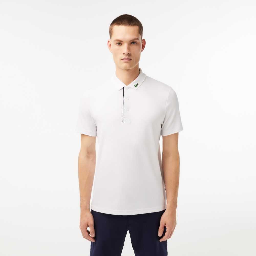 Lacoste SPORT Jersey Golf Polo Shirt White / Navy Blue | FMO-690427