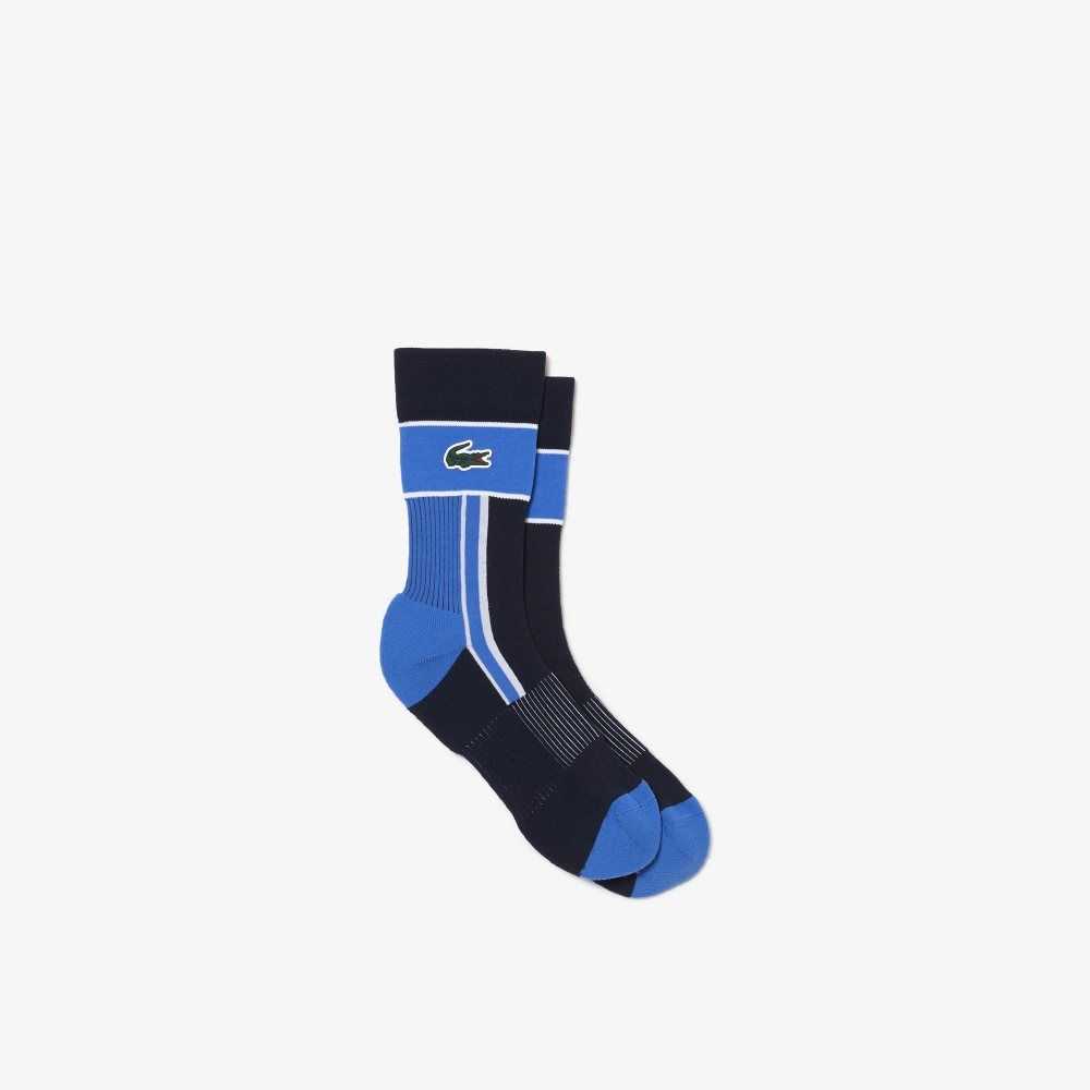 Lacoste SPORT Jersey Socks Blue / White | YON-642931