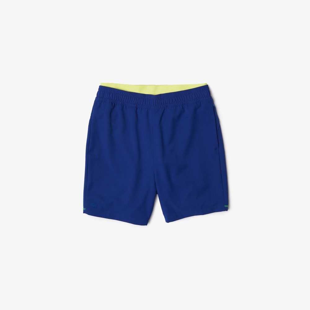 Lacoste SPORT Layered Shorts Blue / Flashy Yellow / White | QAV-623840