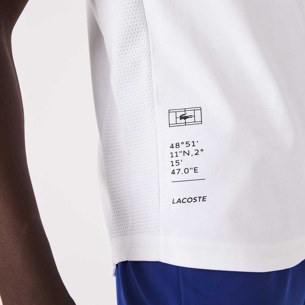 Lacoste SPORT Lettered Technical Cotton T-Shirt White / Blue / Black / White | MJQ-245069