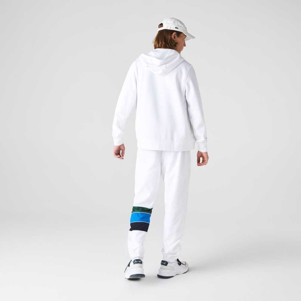 Lacoste SPORT Lightweight Bi-material Hoodie White | CNM-017934