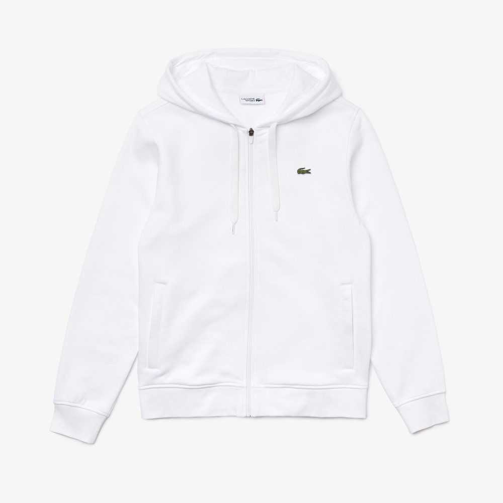 Lacoste SPORT Lightweight Bi-material Hoodie White | CNM-017934