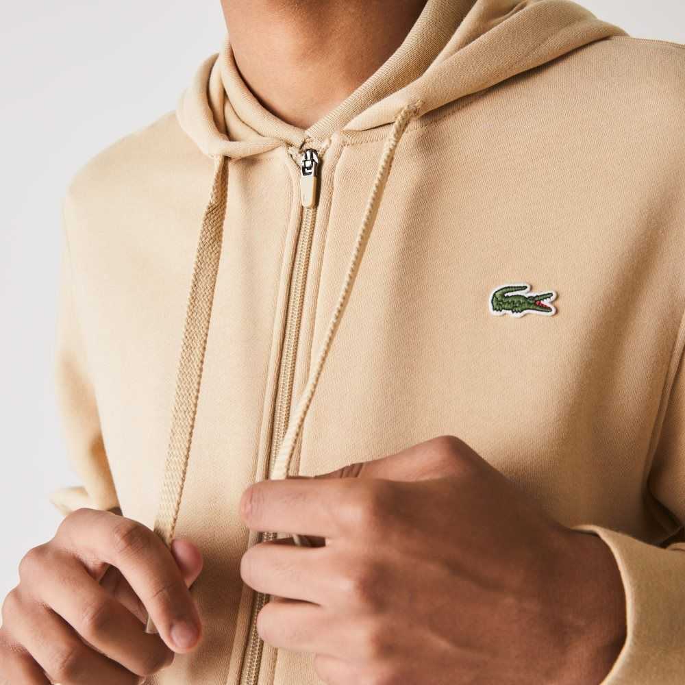 Lacoste SPORT Lightweight Bi-material Hoodie Beige | KLF-214307