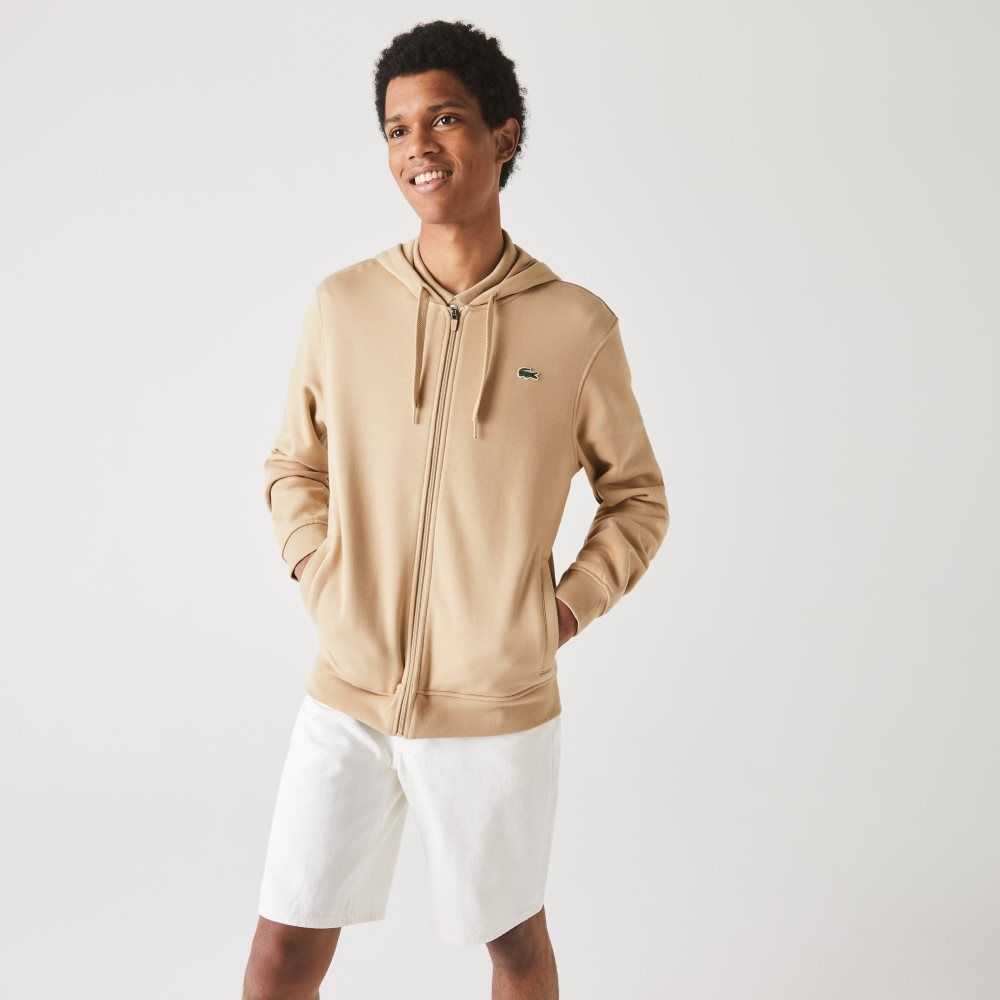 Lacoste SPORT Lightweight Bi-material Hoodie Beige | KLF-214307