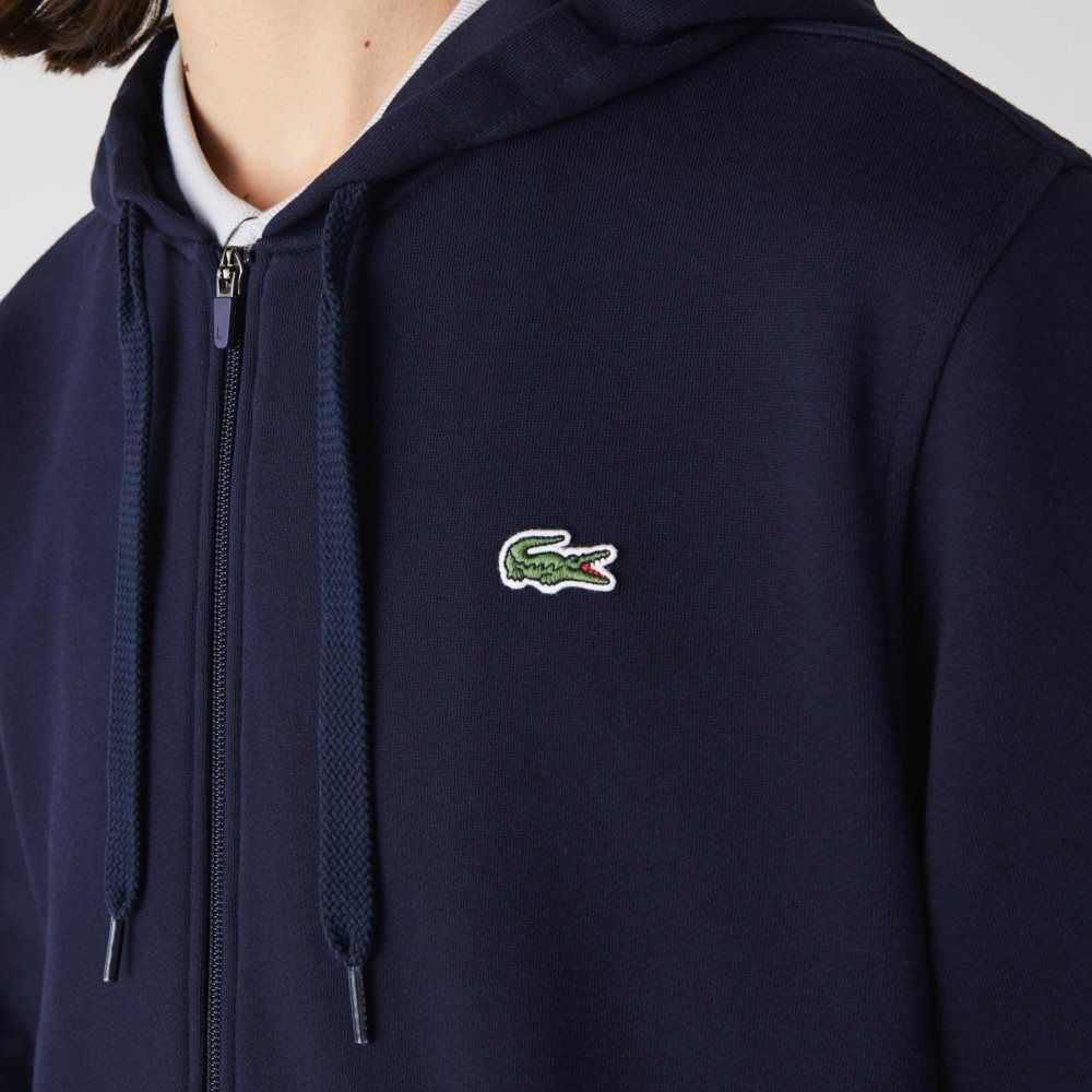 Lacoste SPORT Lightweight Bi-material Hoodie Navy Blue | MEI-320789