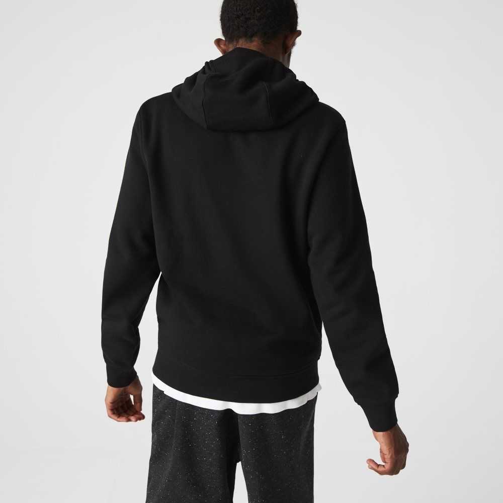 Lacoste SPORT Lightweight Bi-material Hoodie Black | RIY-741963