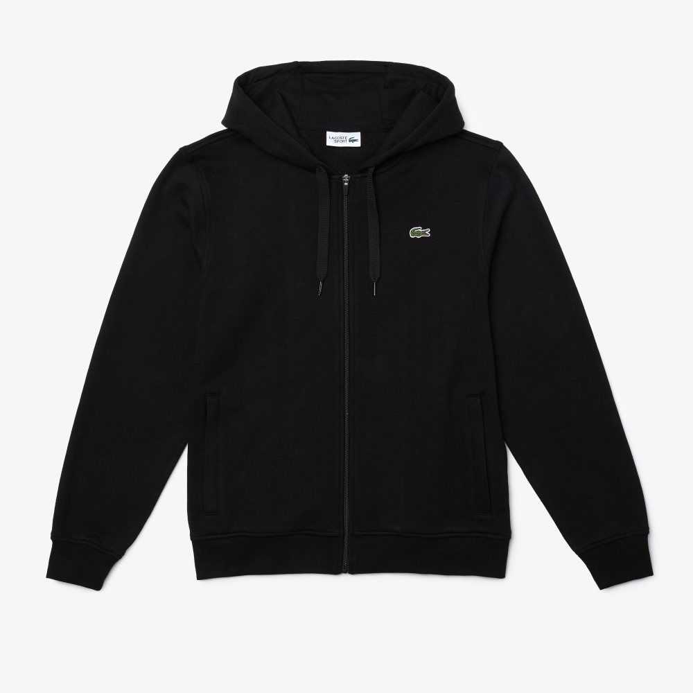 Lacoste SPORT Lightweight Bi-material Hoodie Black | RIY-741963