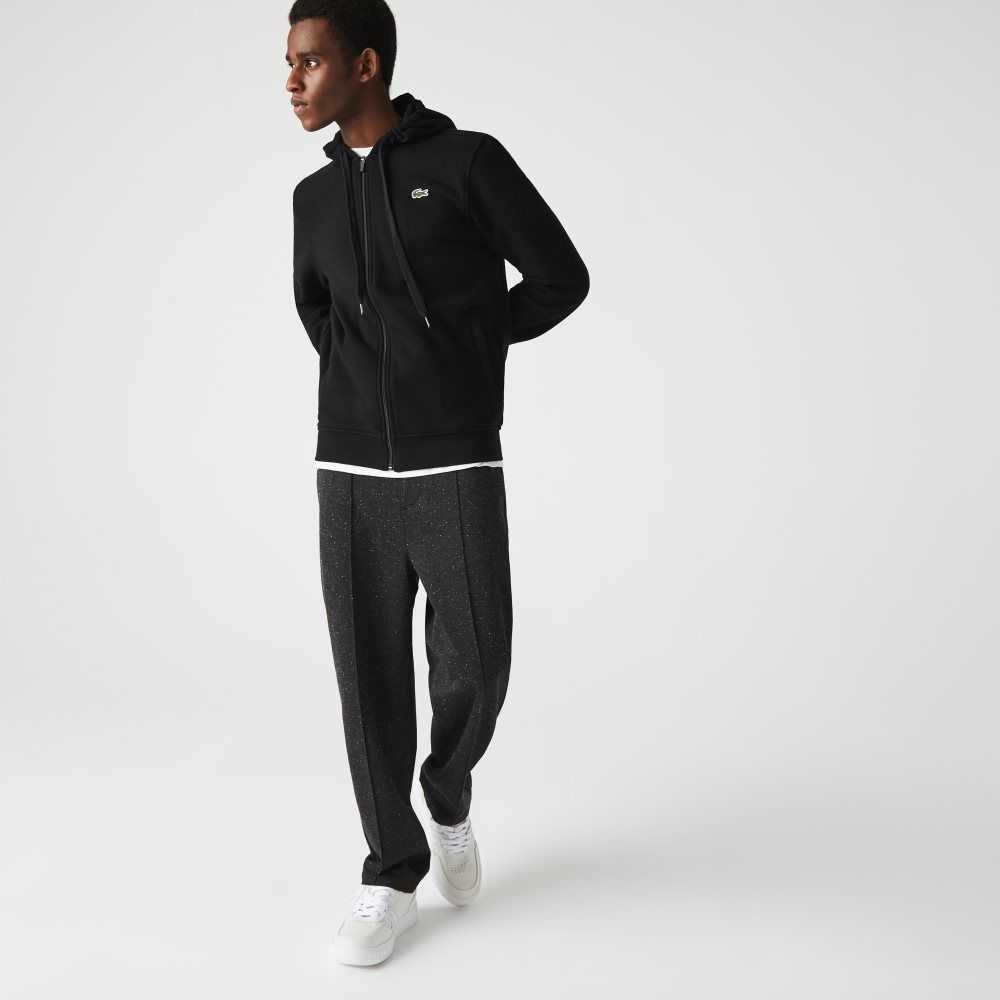 Lacoste SPORT Lightweight Bi-material Hoodie Black | RIY-741963