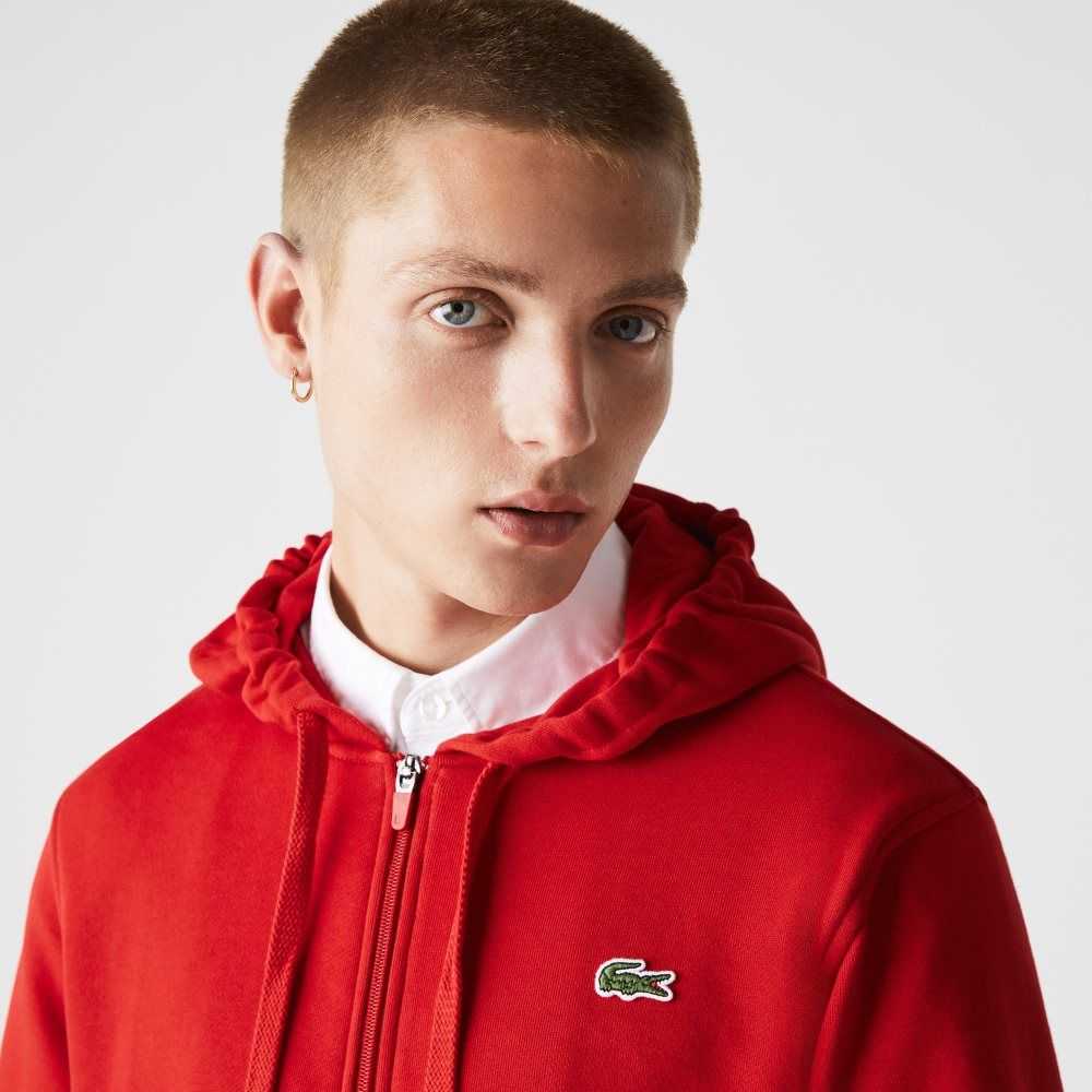 Lacoste SPORT Lightweight Bi-material Hoodie Red | VYA-827935