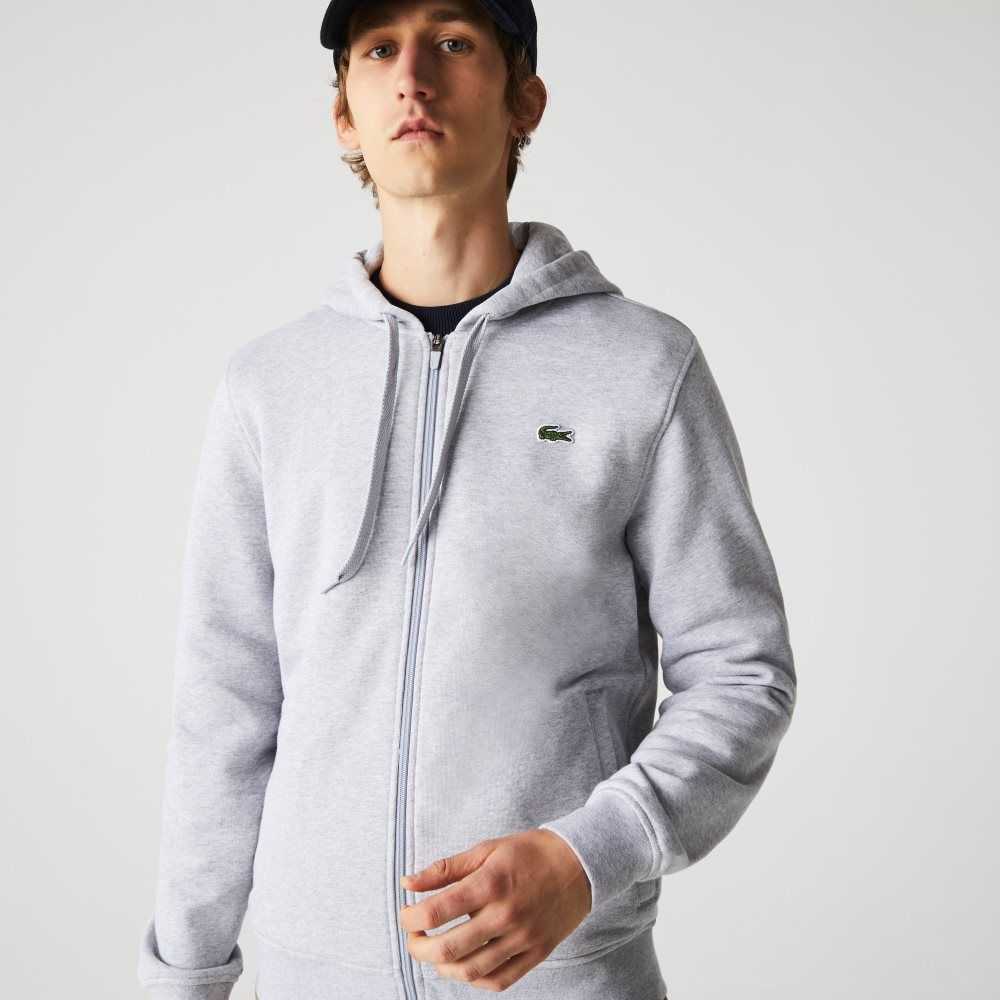 Lacoste SPORT Lightweight Bi-material Hoodie Grey Chine / Light Grey | ZDV-285470