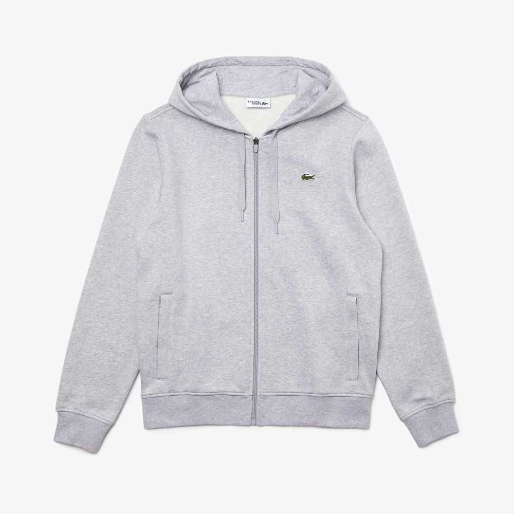 Lacoste SPORT Lightweight Bi-material Hoodie Grey Chine / Light Grey | ZDV-285470