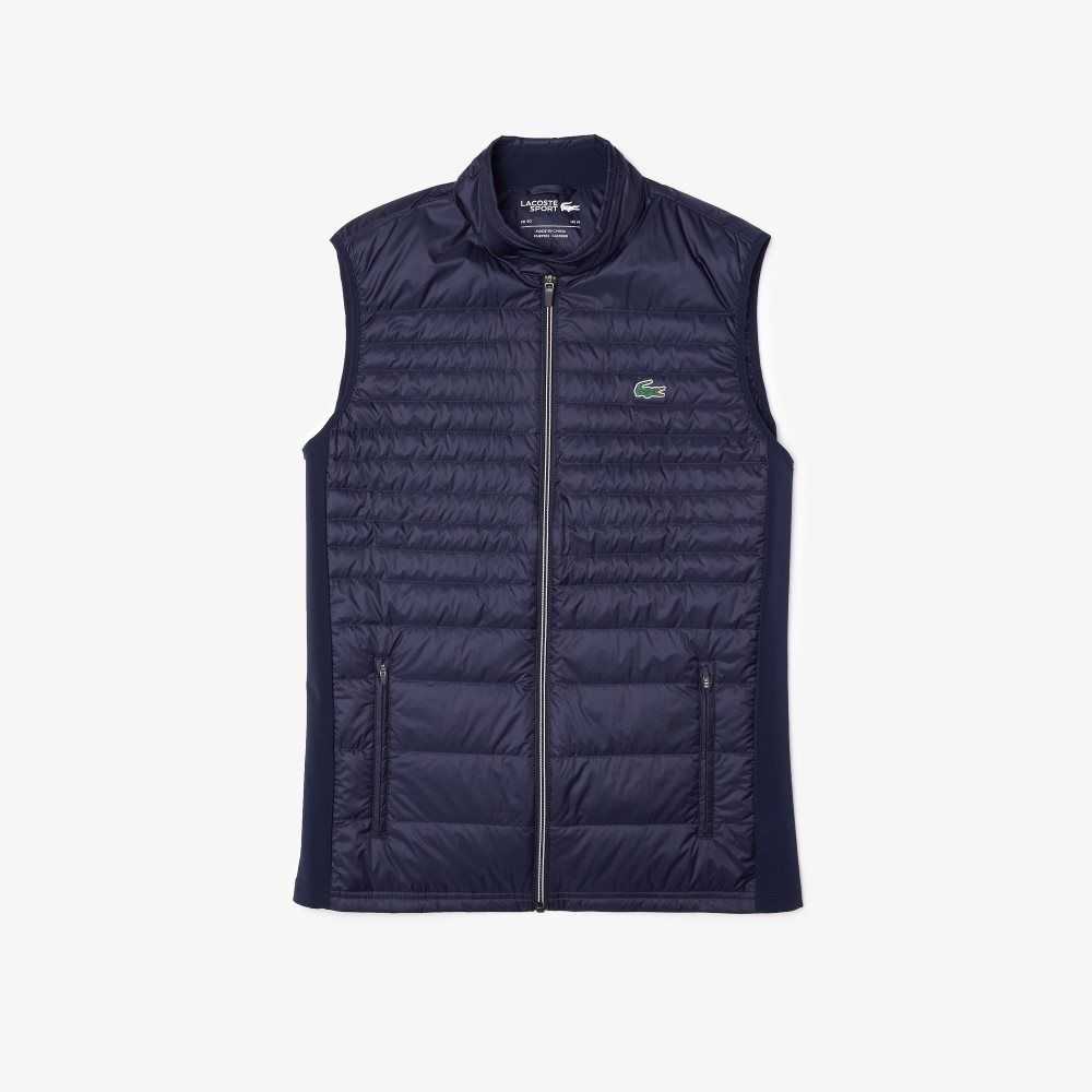 Lacoste SPORT Lightweight Water-Resistant Quilted Golf Vest Navy Blue | OGC-890312