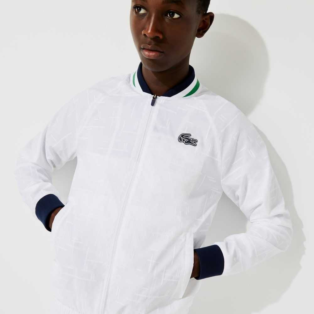 Lacoste SPORT Lightweight Water-Resistant Jacket White / Navy Blue / White / Green | YKE-785941