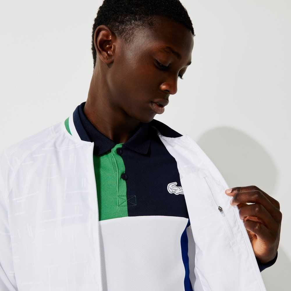 Lacoste SPORT Lightweight Water-Resistant Jacket White / Navy Blue / White / Green | YKE-785941