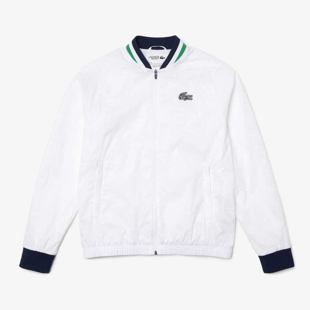 Lacoste SPORT Lightweight Water-Resistant Jacket White / Navy Blue / White / Green | YKE-785941