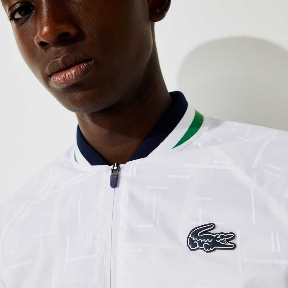 Lacoste SPORT Lightweight Water-Resistant Jacket White / Navy Blue / White / Green | YKE-785941