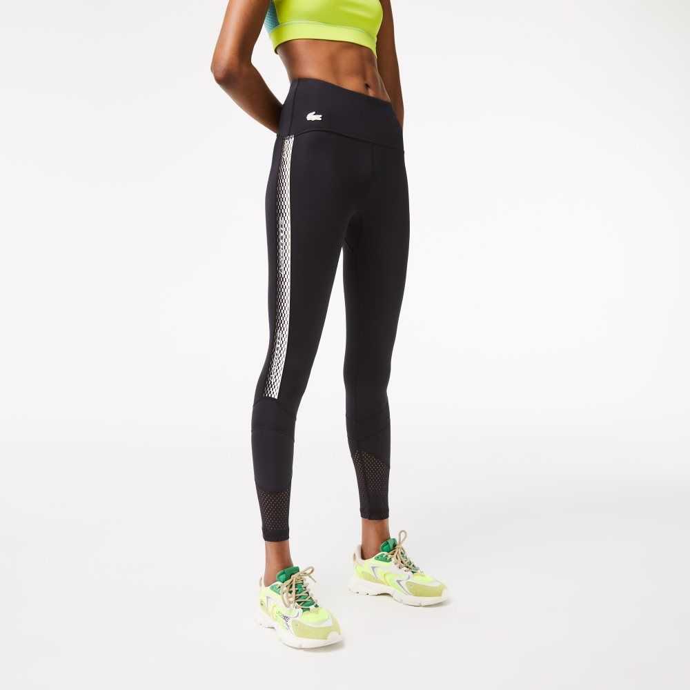 Lacoste SPORT Logo Stripe Leggings Black | RMC-143987