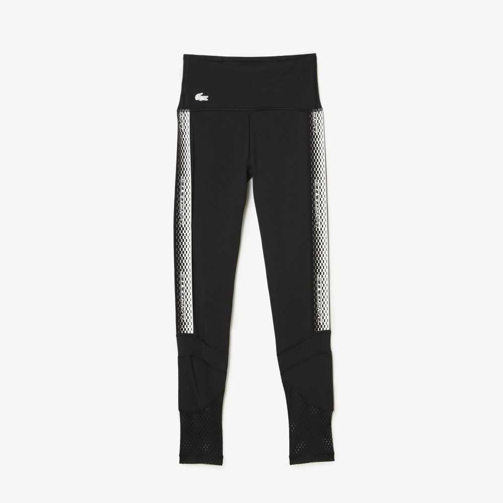 Lacoste SPORT Logo Stripe Leggings Black | RMC-143987