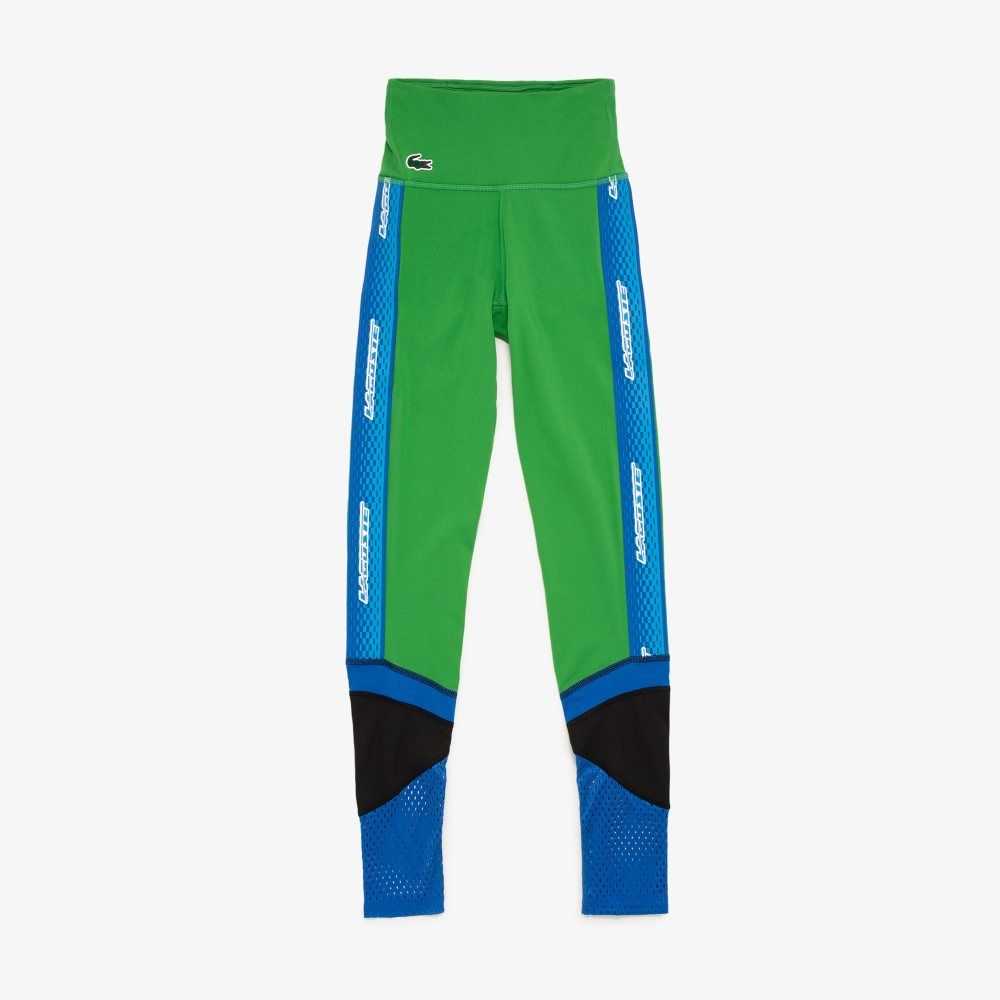 Lacoste SPORT Logo Stripe Leggings Green / Blue / Black | UDA-413982