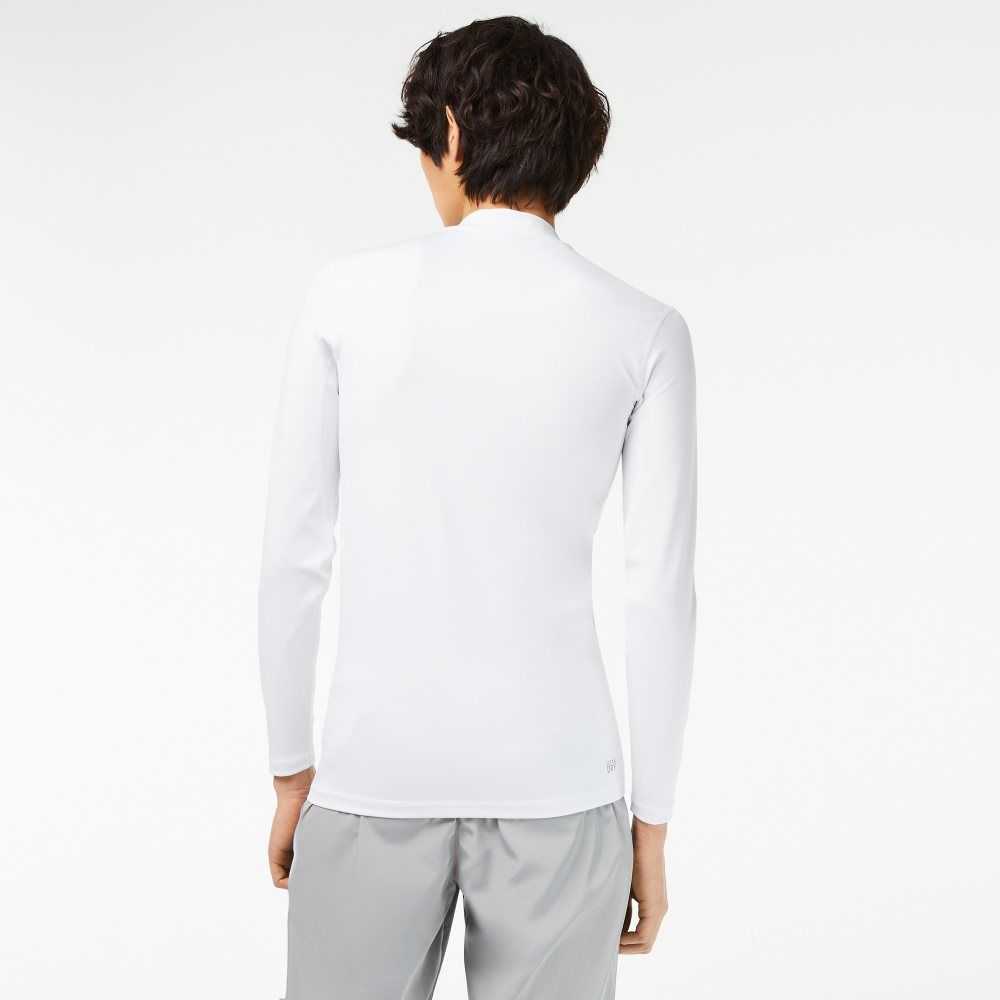 Lacoste SPORT Long Sleeve Tight Fit T-Shirt White | YCQ-605781