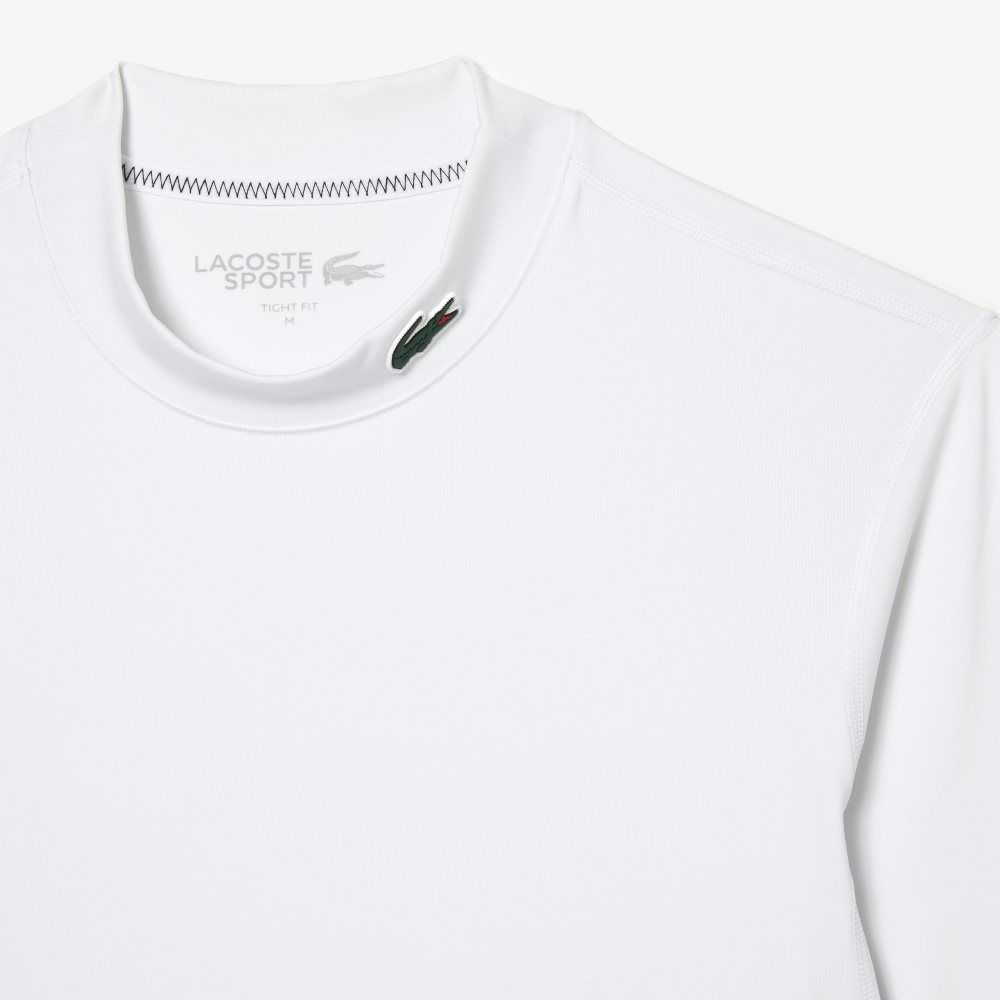 Lacoste SPORT Long Sleeve Tight Fit T-Shirt White | YCQ-605781