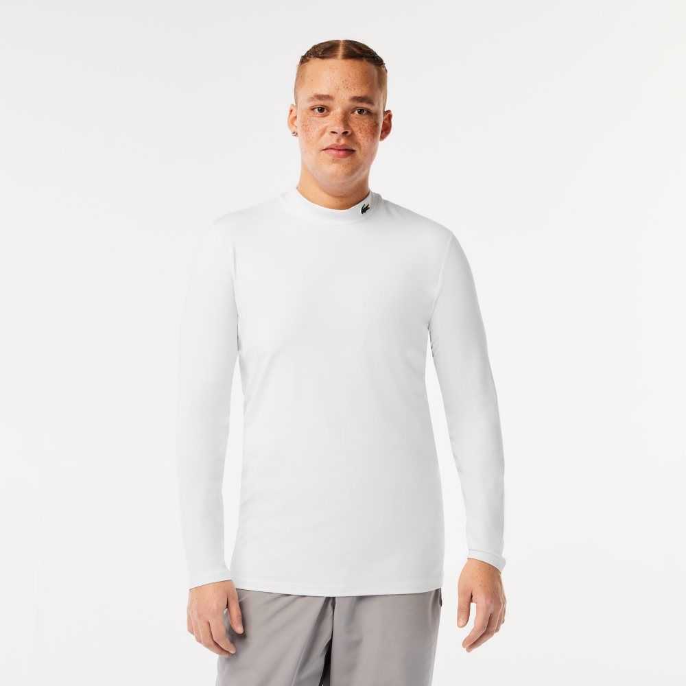 Lacoste SPORT Long Sleeve Tight Fit T-Shirt White | YCQ-605781