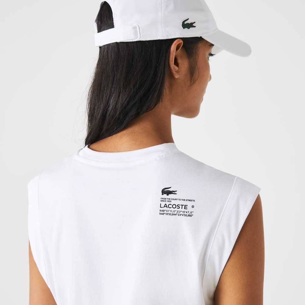 Lacoste SPORT Loose Fit Branded Coordinate T-Shirt White | QOL-284037