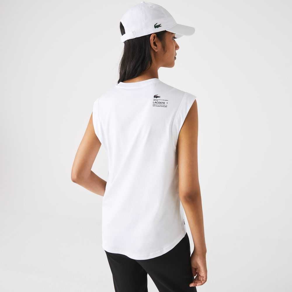 Lacoste SPORT Loose Fit Branded Coordinate T-Shirt White | QOL-284037