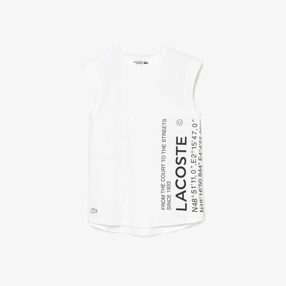 Lacoste SPORT Loose Fit Branded Coordinate T-Shirt White | QOL-284037