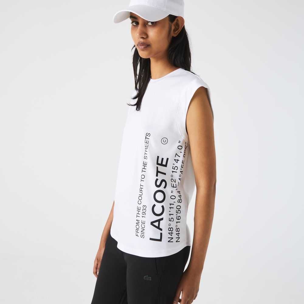 Lacoste SPORT Loose Fit Branded Coordinate T-Shirt White | QOL-284037