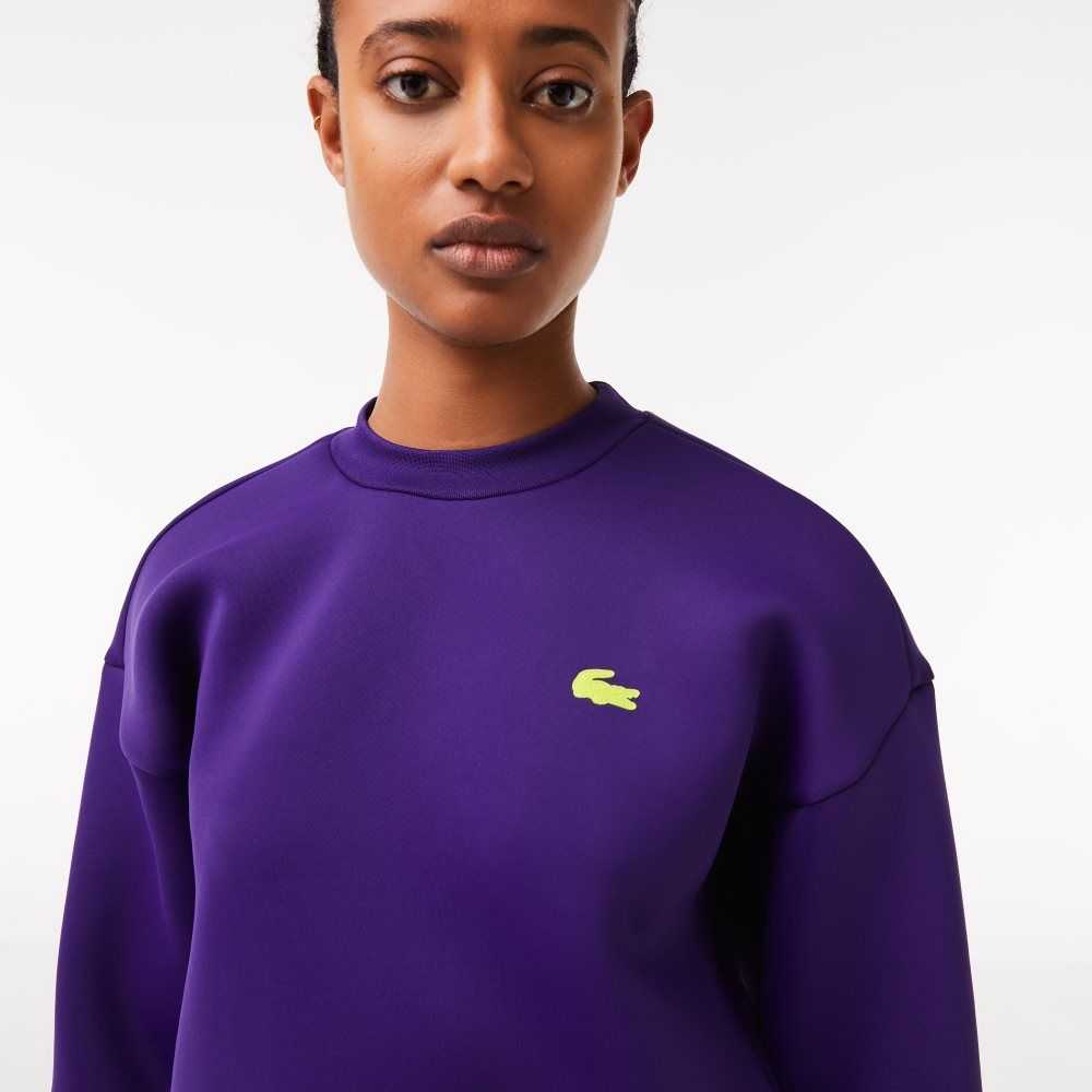 Lacoste SPORT Loose Fit Drawstring Sweatshirt Purple | ISK-823974