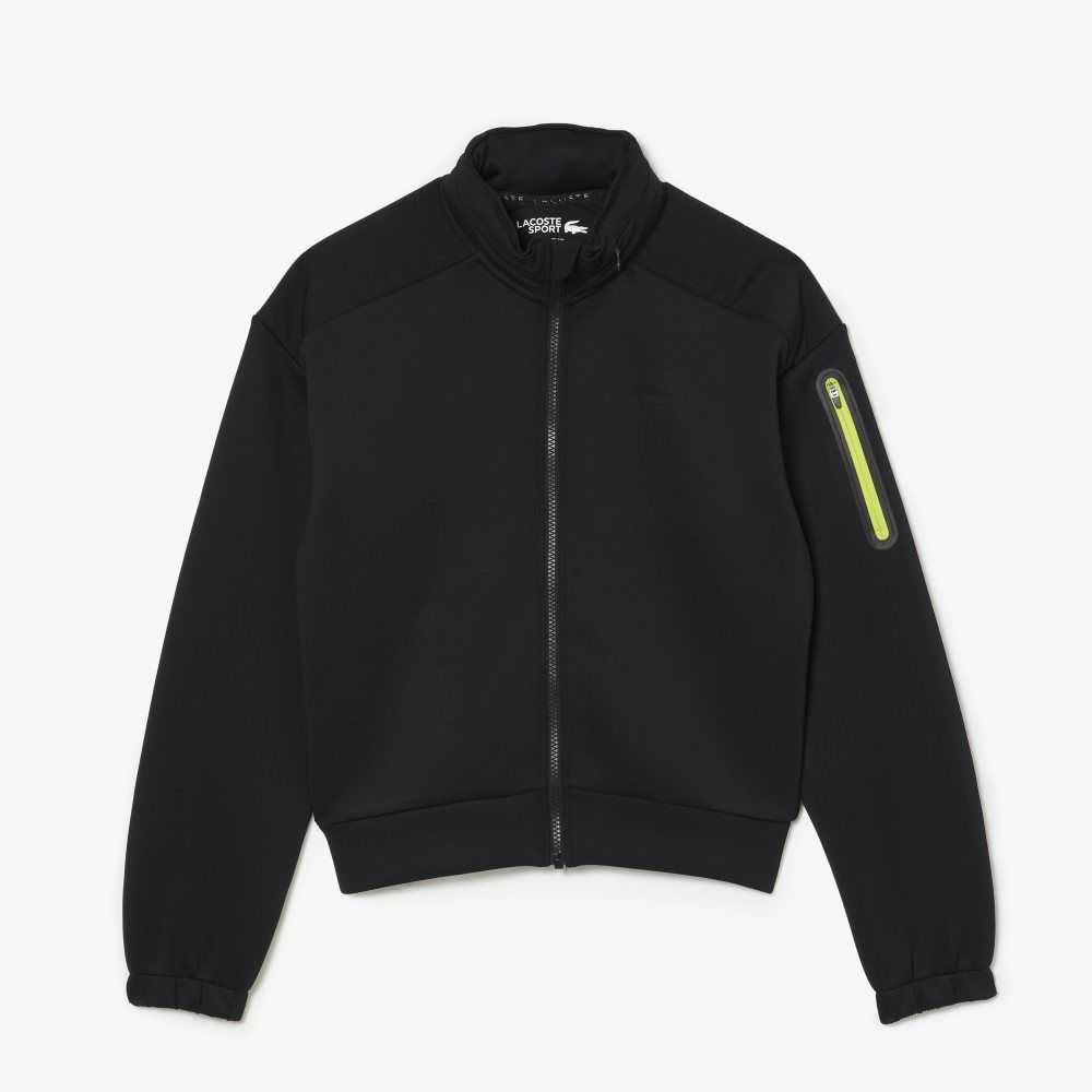 Lacoste SPORT Loose Fit Zip Sweatshirt Black | ZFU-286905