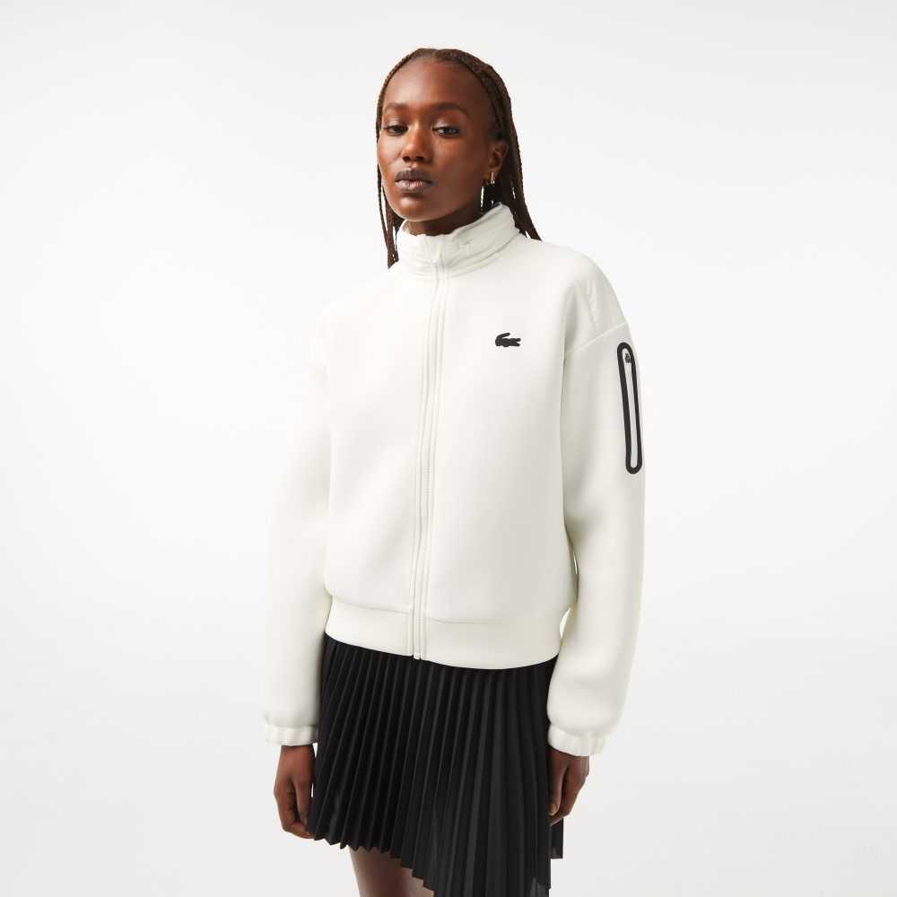 Lacoste SPORT Loose Fit Zip Sweatshirt White | RXS-972850