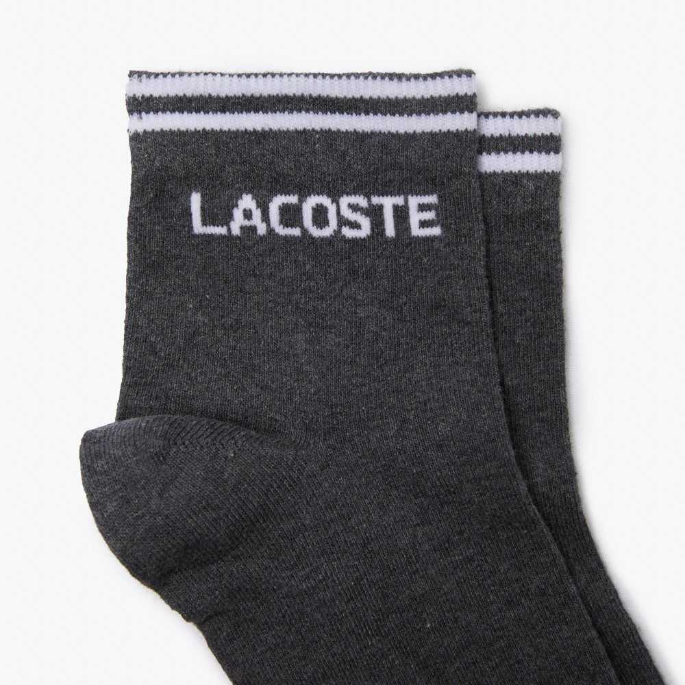 Lacoste SPORT Low-Cut Cotton Sock Two-Pack Grey Chine / White | BNW-190578