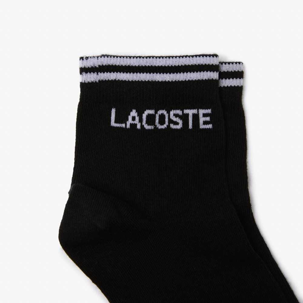 Lacoste SPORT Low-Cut Cotton Sock Two-Pack Black / White | FJR-285930