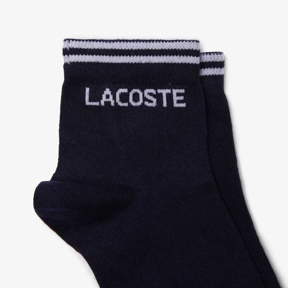 Lacoste SPORT Low-Cut Cotton Sock Two-Pack Navy Blue / White | NID-215609