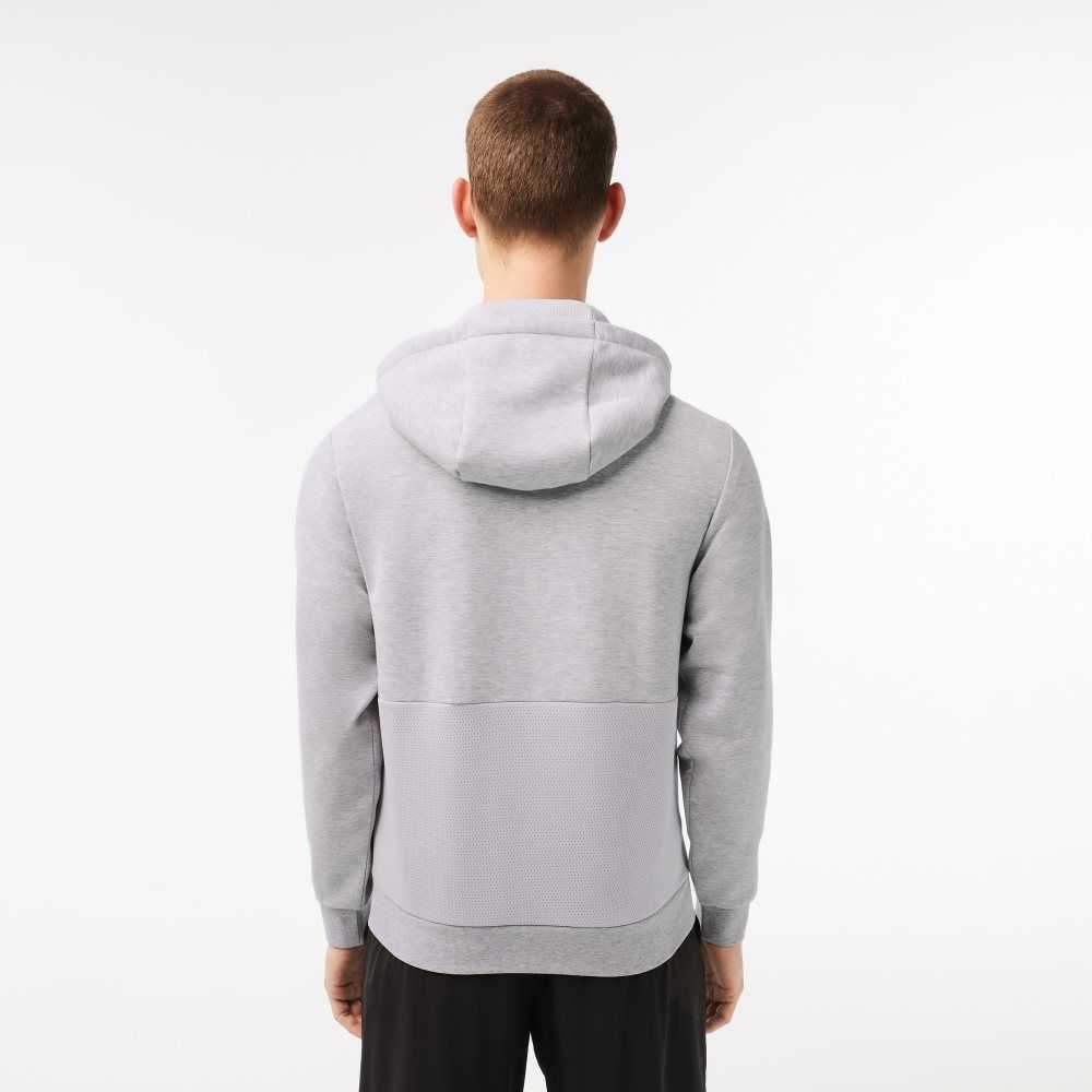 Lacoste SPORT Mesh Panels Hoodie Grey Chine / Light Grey | RKU-963758