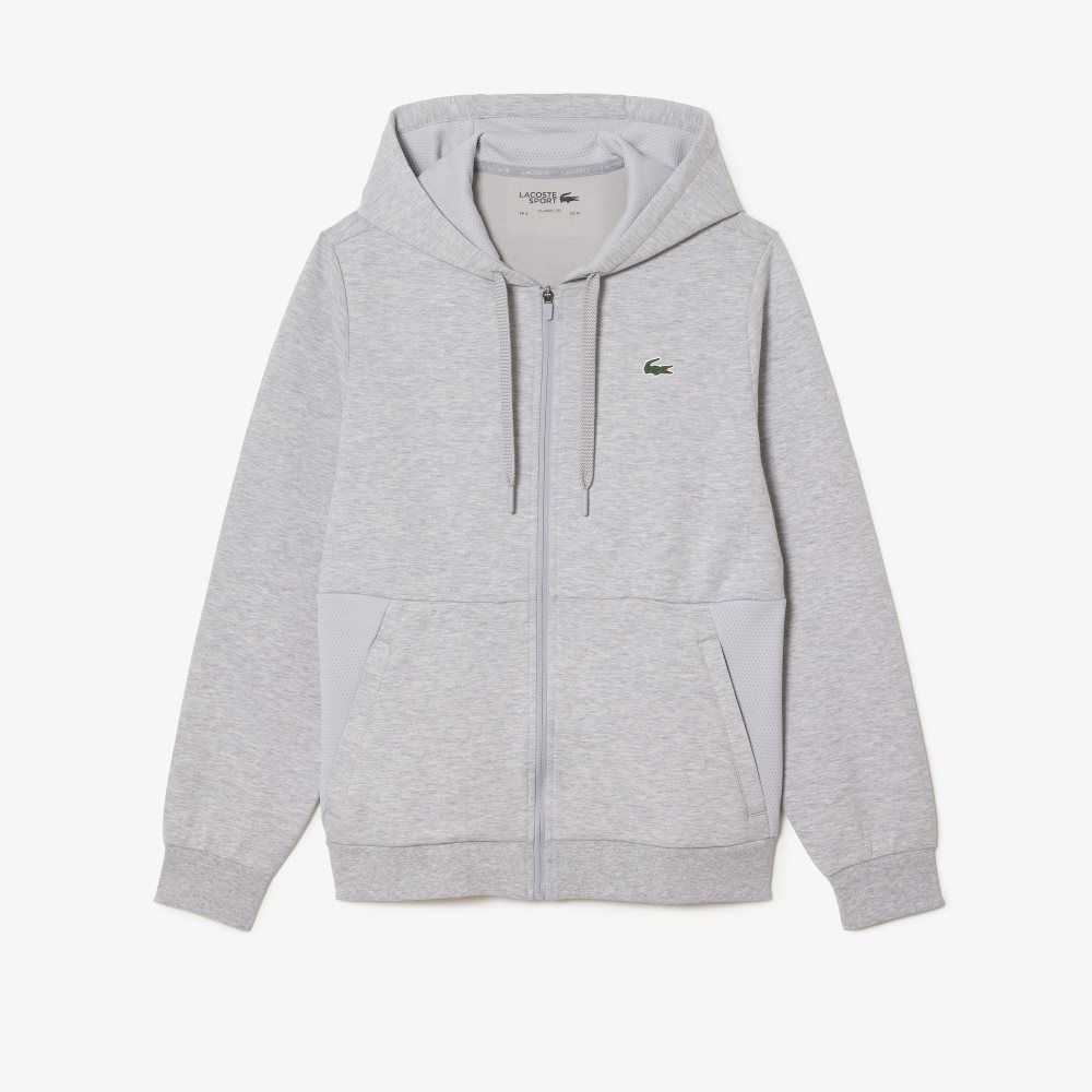 Lacoste SPORT Mesh Panels Hoodie Grey Chine / Light Grey | RKU-963758