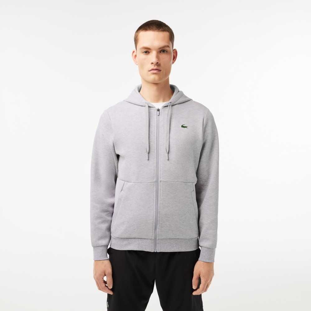 Lacoste SPORT Mesh Panels Hoodie Grey Chine / Light Grey | RKU-963758