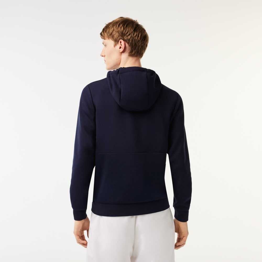 Lacoste SPORT Mesh Panels Hoodie Navy Blue | OEW-563417