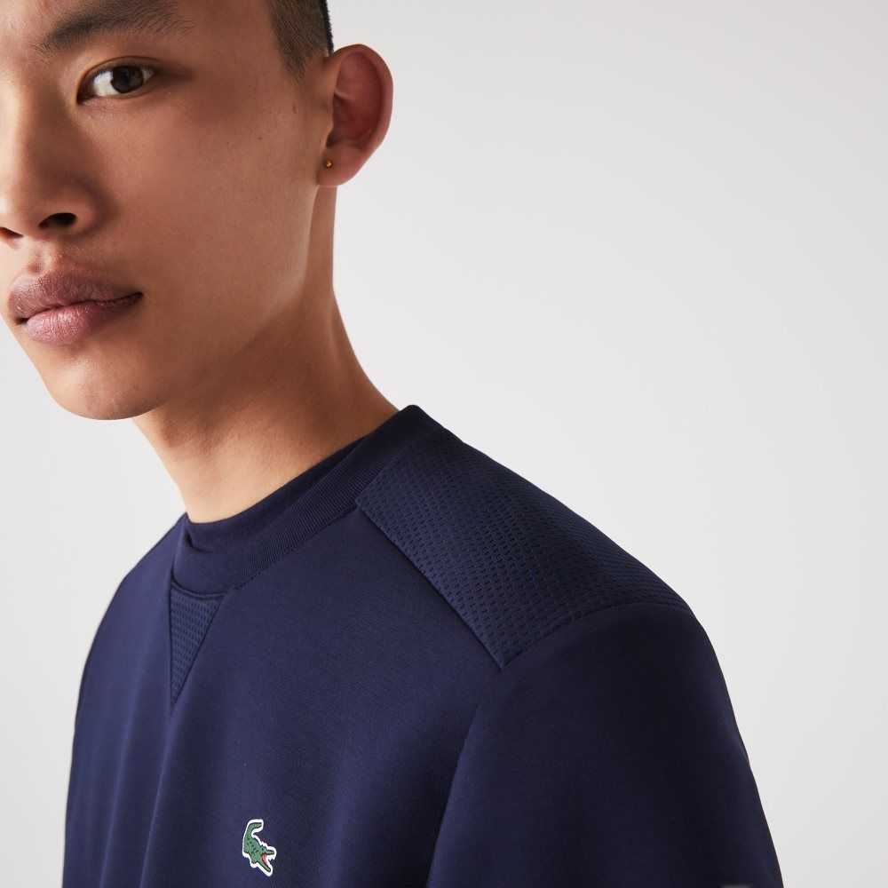 Lacoste SPORT Mesh Panels Sweatshirt Navy Blue | FHL-768432