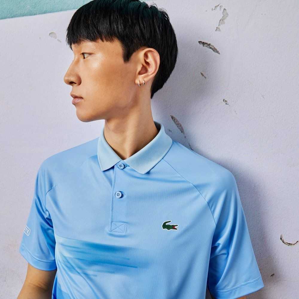 Lacoste SPORT Novak Djokovic Print Stretch Polo Blue / White | YXL-420153