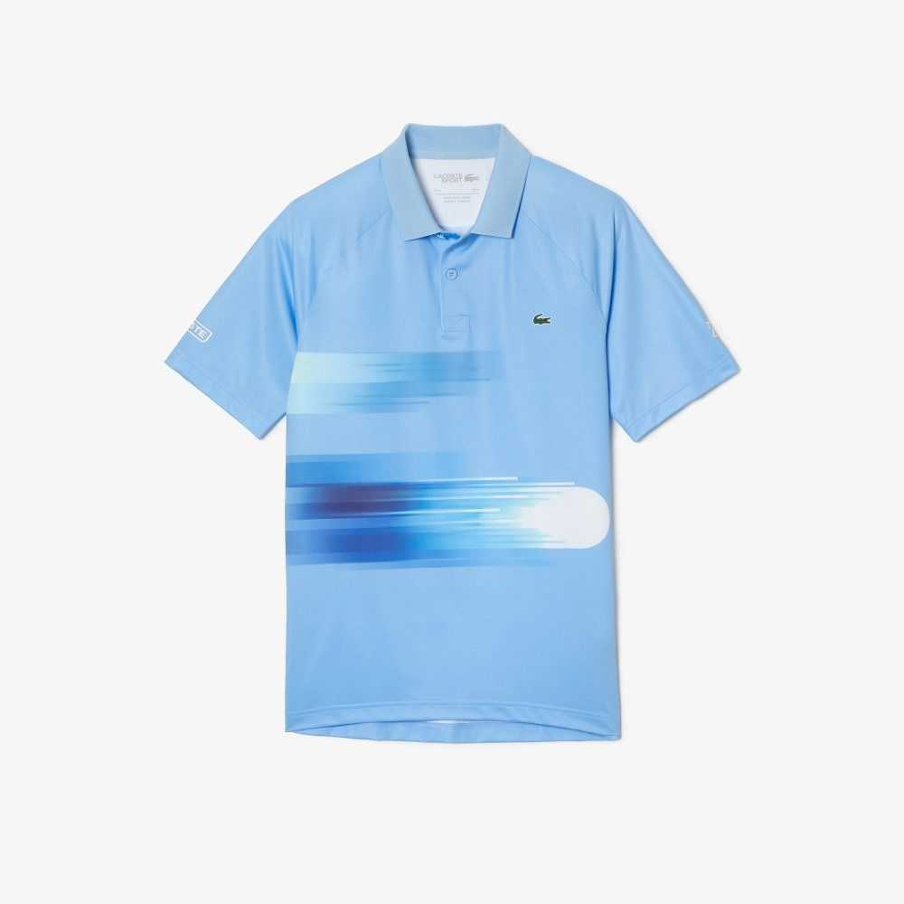 Lacoste SPORT Novak Djokovic Print Stretch Polo Blue / White | YXL-420153