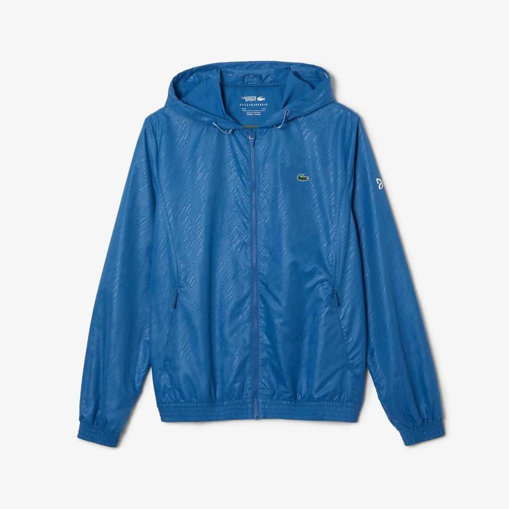 Lacoste SPORT Novak Djokovic Water-Repellent Windbreaker Blue / White | MGP-560298