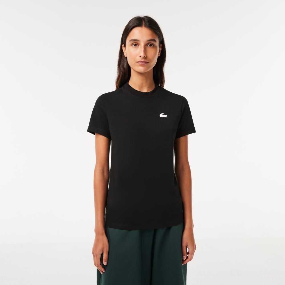 Lacoste SPORT Organic Cotton Jersey T-Shirt Black | CEQ-584391