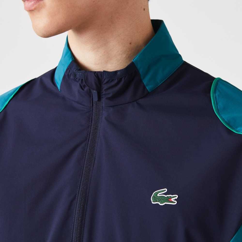 Lacoste SPORT Packable Golf Jacket Navy Blue / Green | VTK-168359