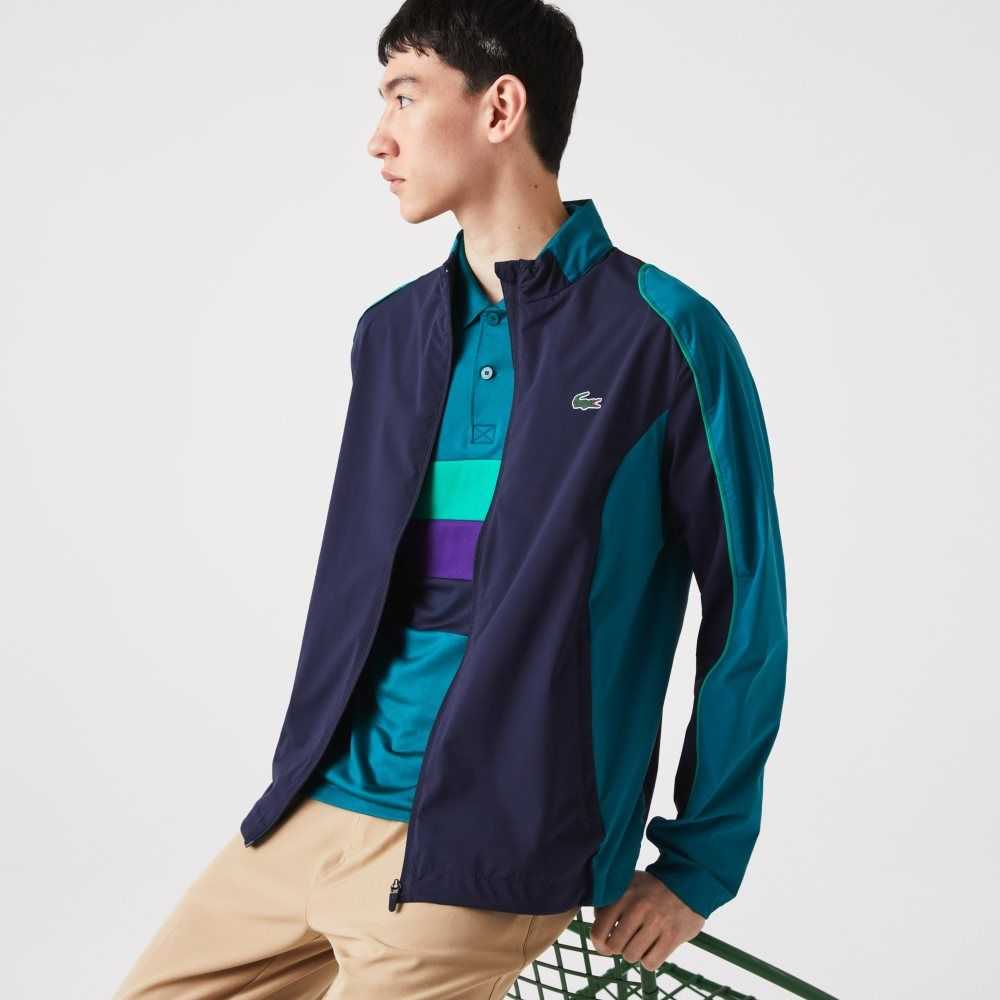 Lacoste SPORT Packable Golf Jacket Navy Blue / Green | VTK-168359