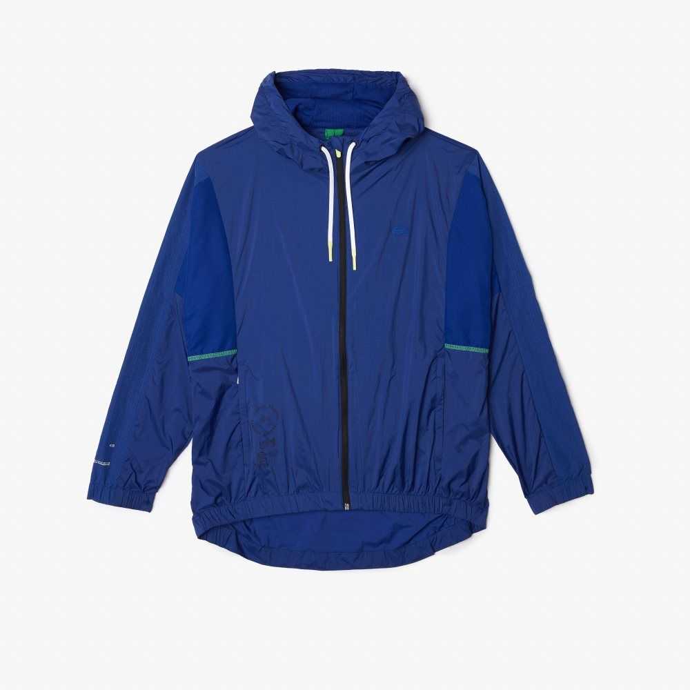 Lacoste SPORT Packable Nylon Zip Jacket Blue / Black | NLG-267348