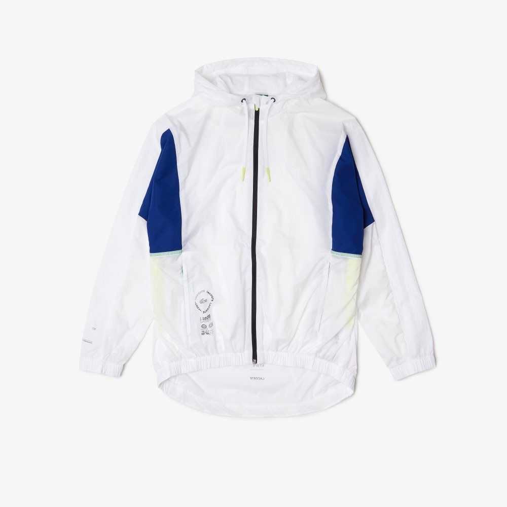 Lacoste SPORT Packable Nylon Zip Jacket White / Blue / Flashy Yellow / Black | VML-985312