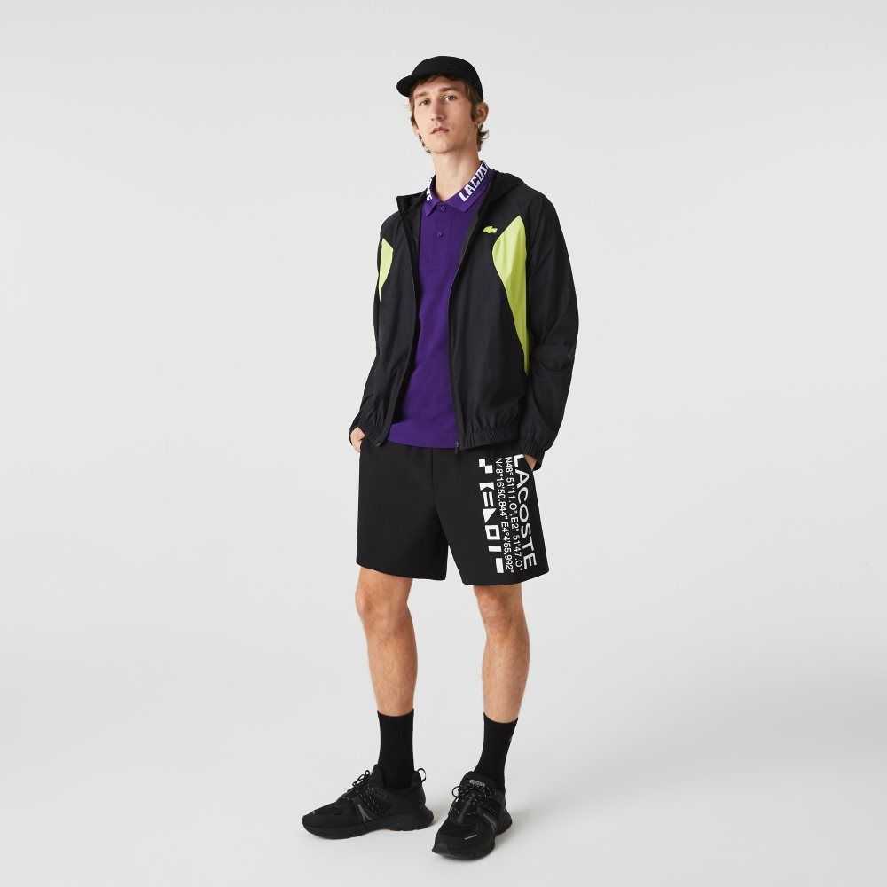 Lacoste SPORT Packable Windbreaker Black / Yellow | TYB-724860